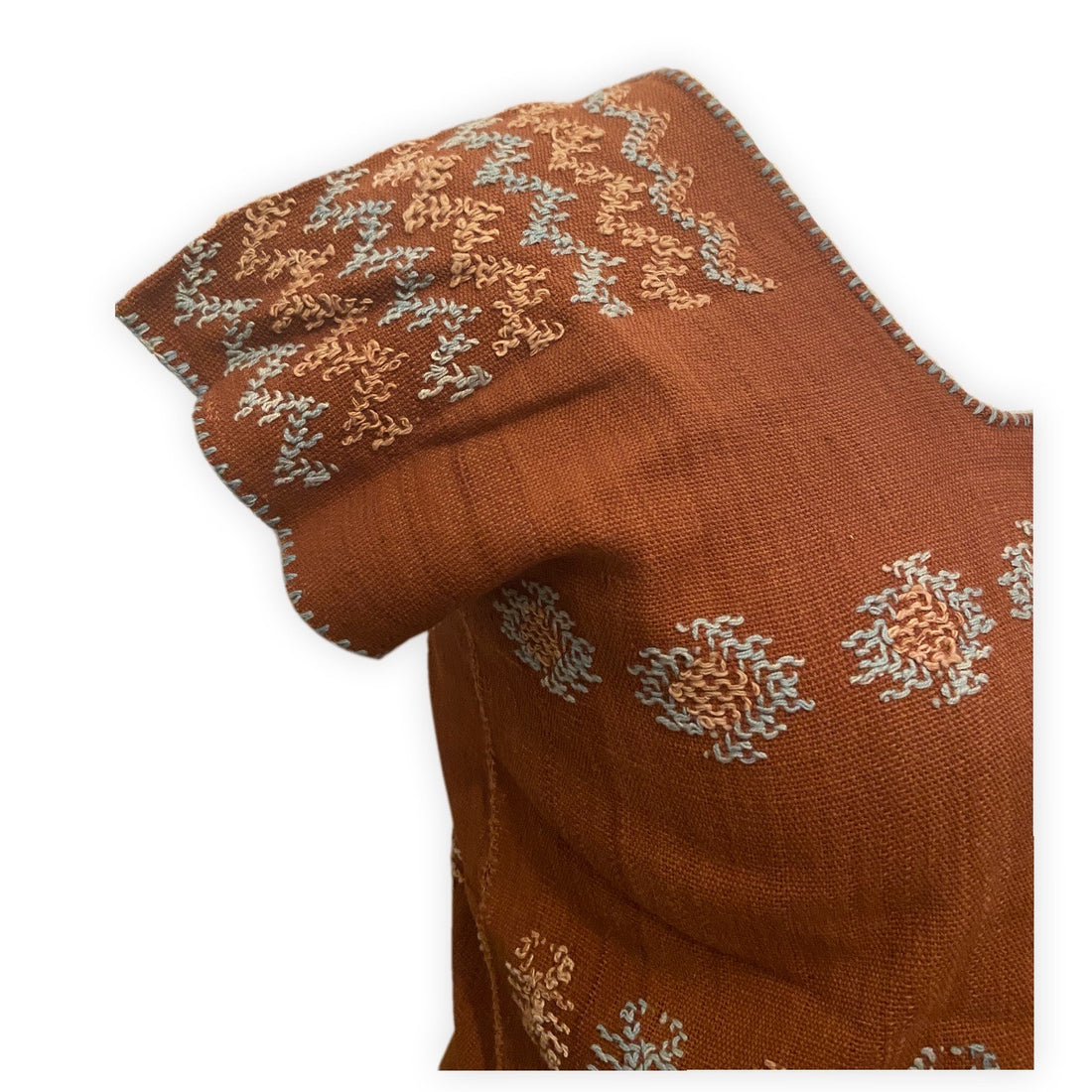 terracotta-colored Hand woven huipil from Oaxaca 