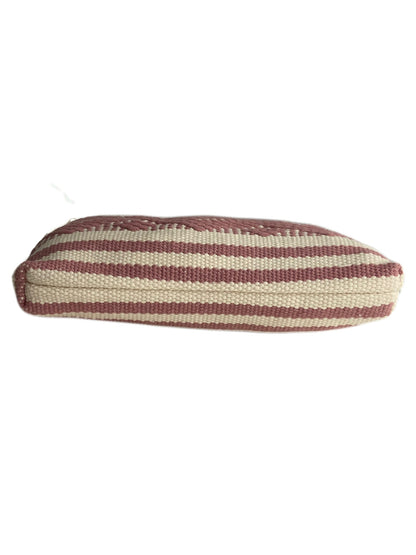Hand woven ivory and soft pink cosmetic bag