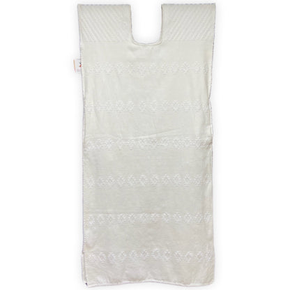 Handgewebtes weißes Huipil-Kleid mit weißem Brokat