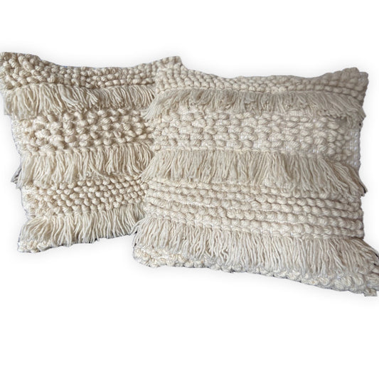 Set of two hand-woven pillow cases