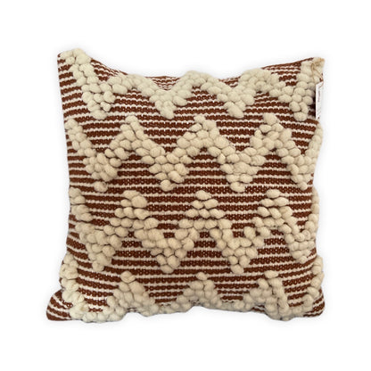 Set of two hand-woven pillow cases in brown and natural hues