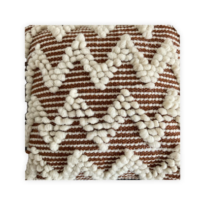 Set of two hand-woven pillow cases in brown and natural hues